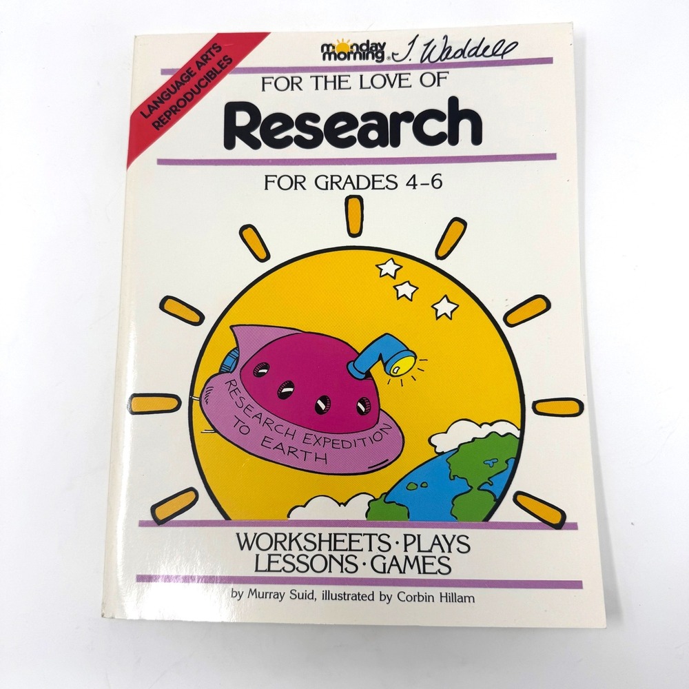 Monday Morning For the Love of Research Book Grades 4-6 Paper Workbook Vintage